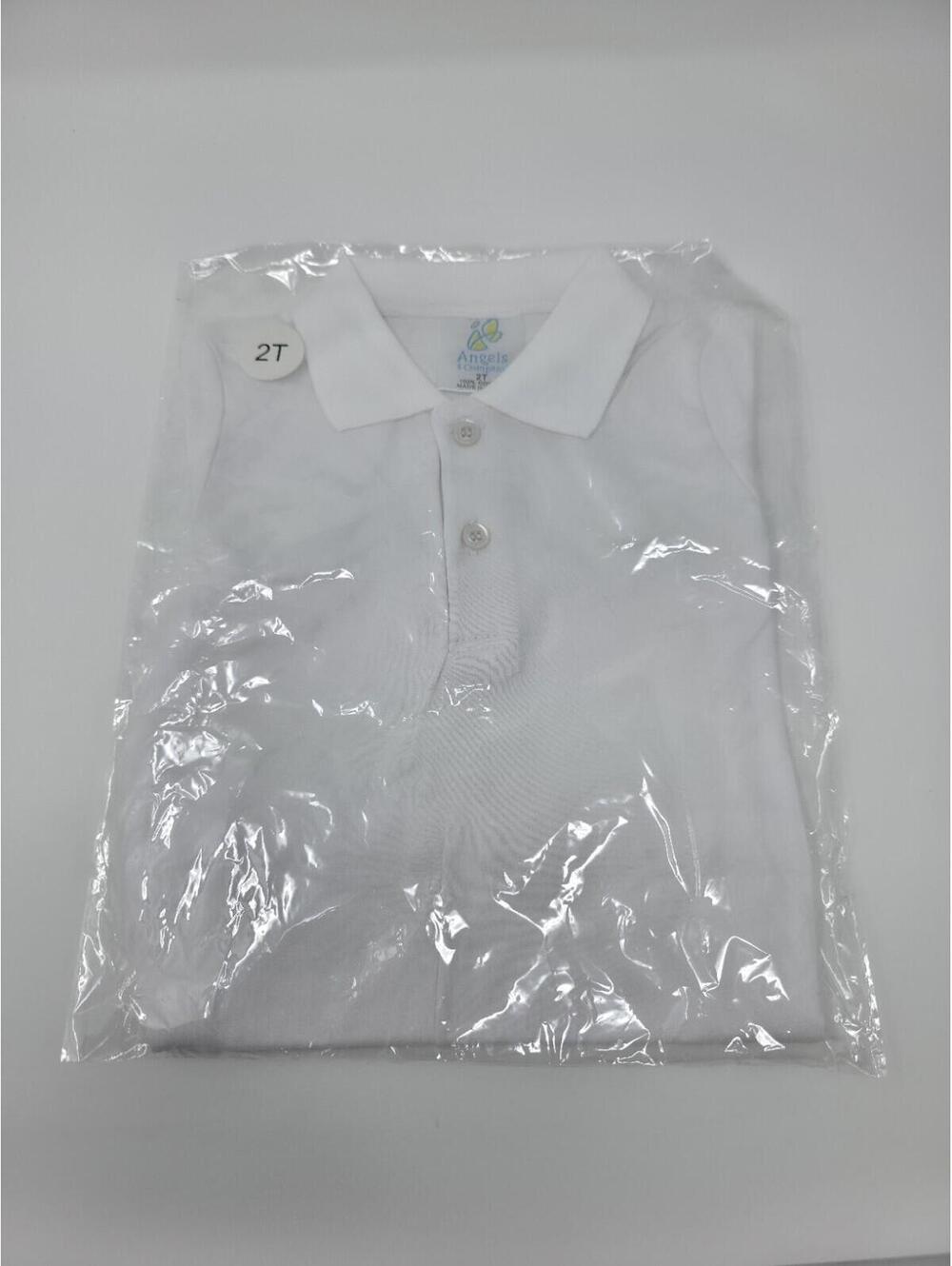 NEW Blank White Short Sleeve Polo Style Collared Shirt 100% Cotton Size 2T - Picture 7 of 9